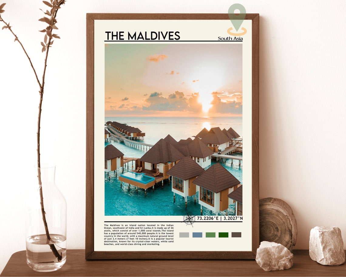 The Maldives Print The Maldives Art The Maldives Poster The Maldives Photo The Maldives Painting Mal Poster Vintage Poster