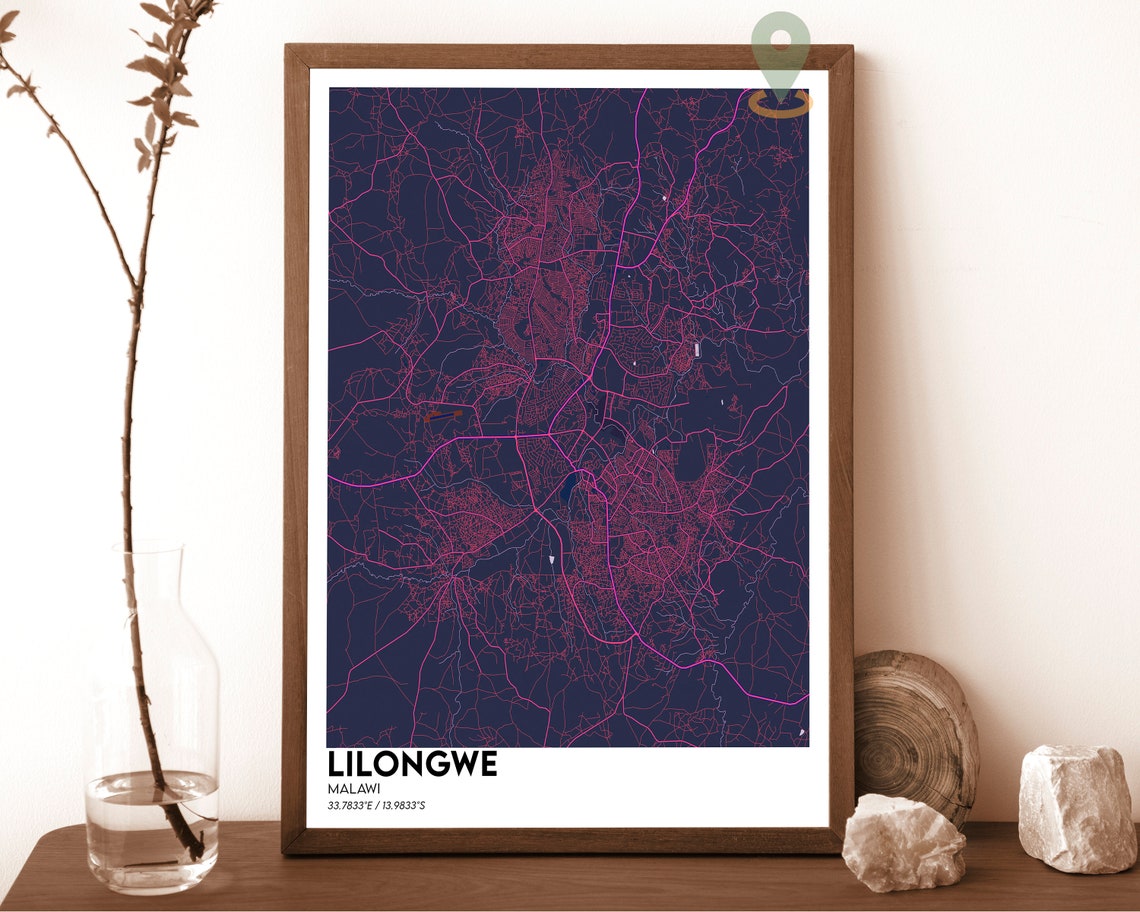 Lilongwe Malawi Deep Green Modern Street Map City Art Poster - Image 6