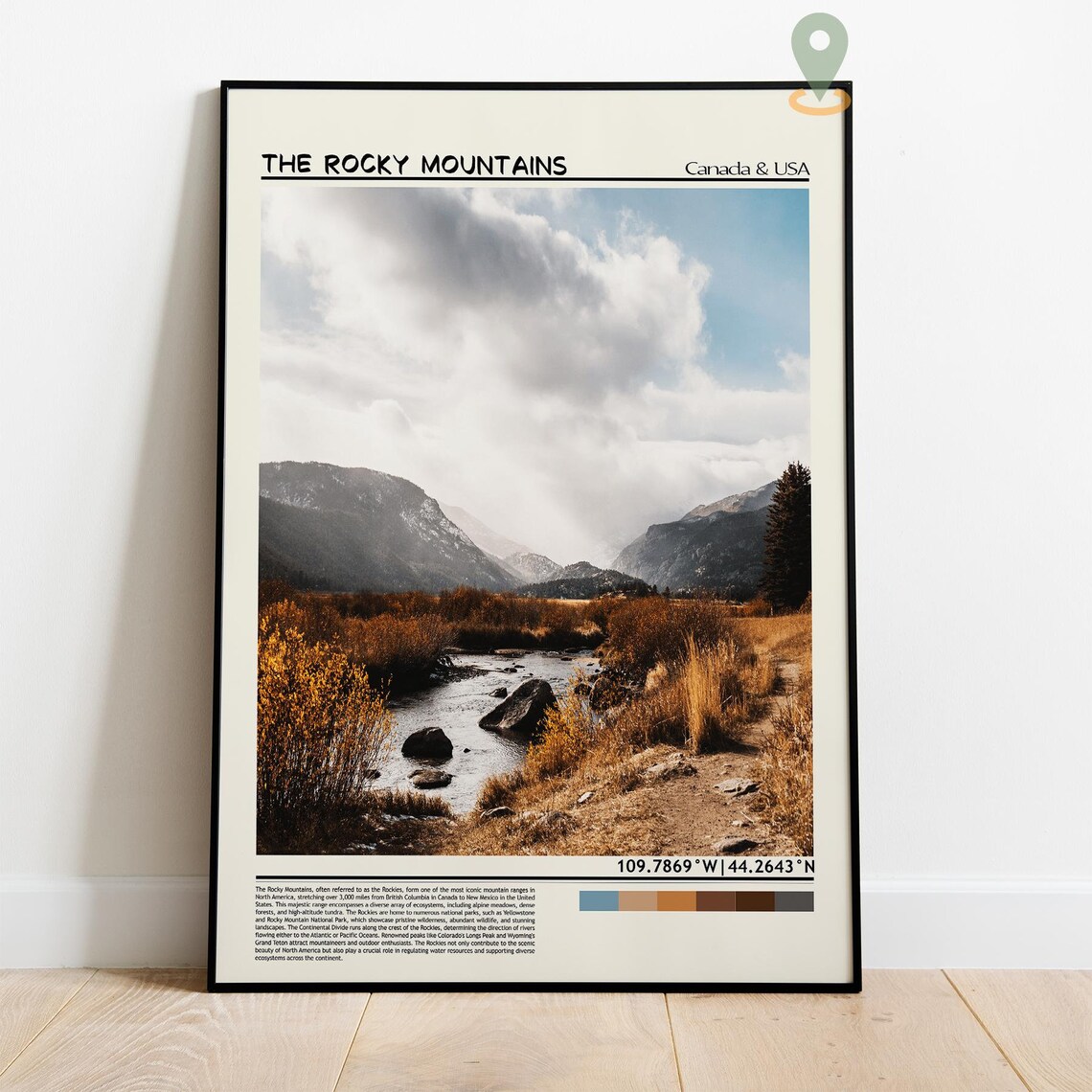 The Rocky Mountains Autumn Valley Stream Scenic Photo Poster - Image 4
