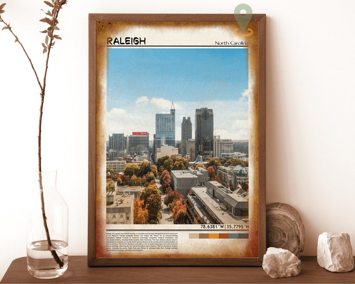 Raleigh North Carolina Downtown Skyline Fall Foliage View Poster - Image 6