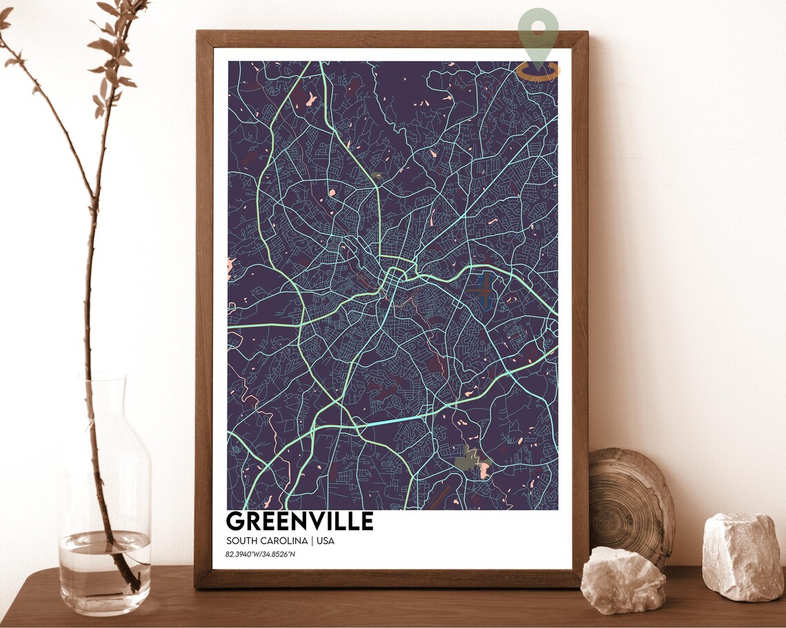 Greenville South Carolina Cream Minimalist City Map Home Decor Poster - Image 3