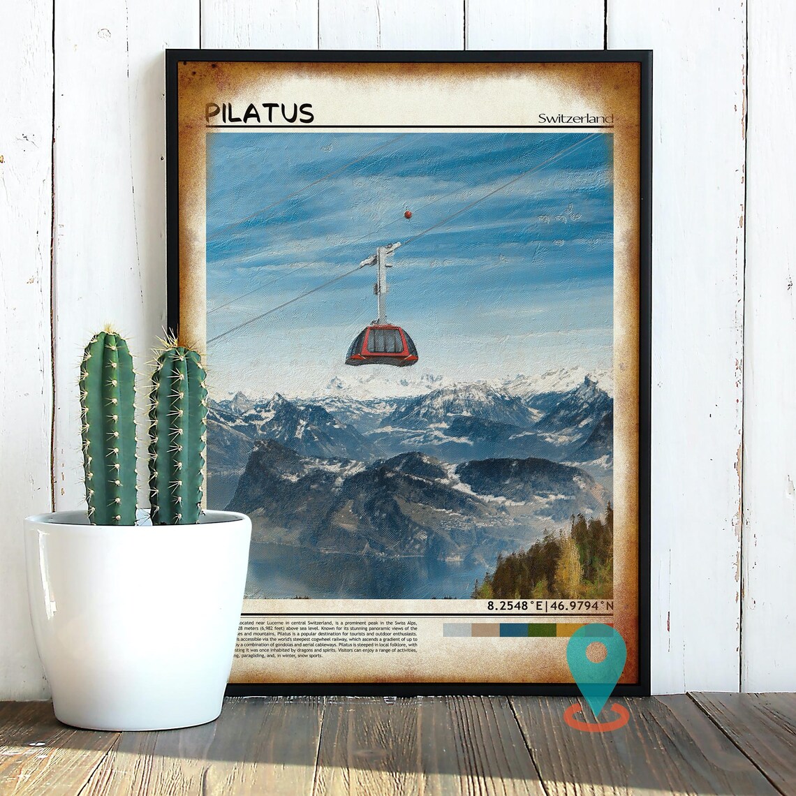 Pilatus Switzerland Cable Car Alps Mountain Gondola Photo Poster - Image 2