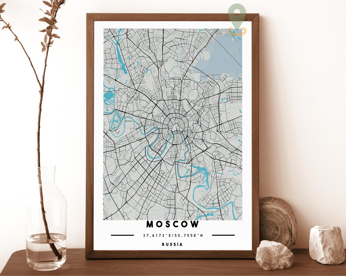 Moscow Russia City Street Map Cream Modern Art Print for Vintage Map Lovers - Image 4