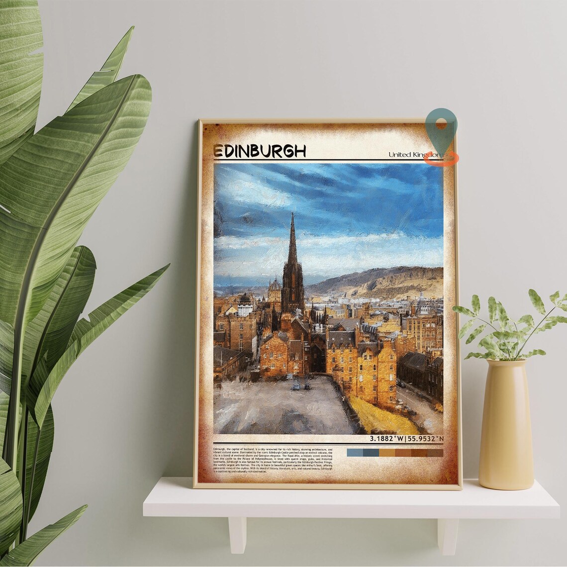 Edinburgh United Kingdom Old Town Spire Oil Painting Travel Poster - Image 5