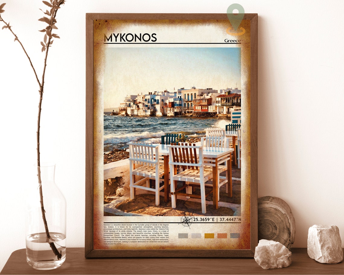 Mykonos Travel Poster Mykonos Print Mykonos Wall Art Mykonos Vintage Poster Mykonos Photo Mykonos Poster Print Greece Poster Print - Image 6
