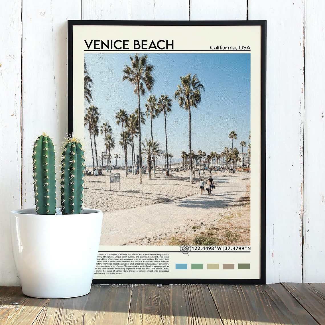 Venice Beach California Palm Trees Boardwalk Sand Travel Poster - Image 3
