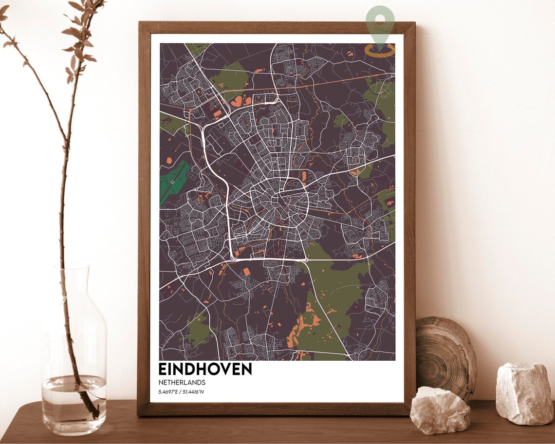 Eindhoven Netherlands Rose Cream Vintage City Map Street Poster - Image 5