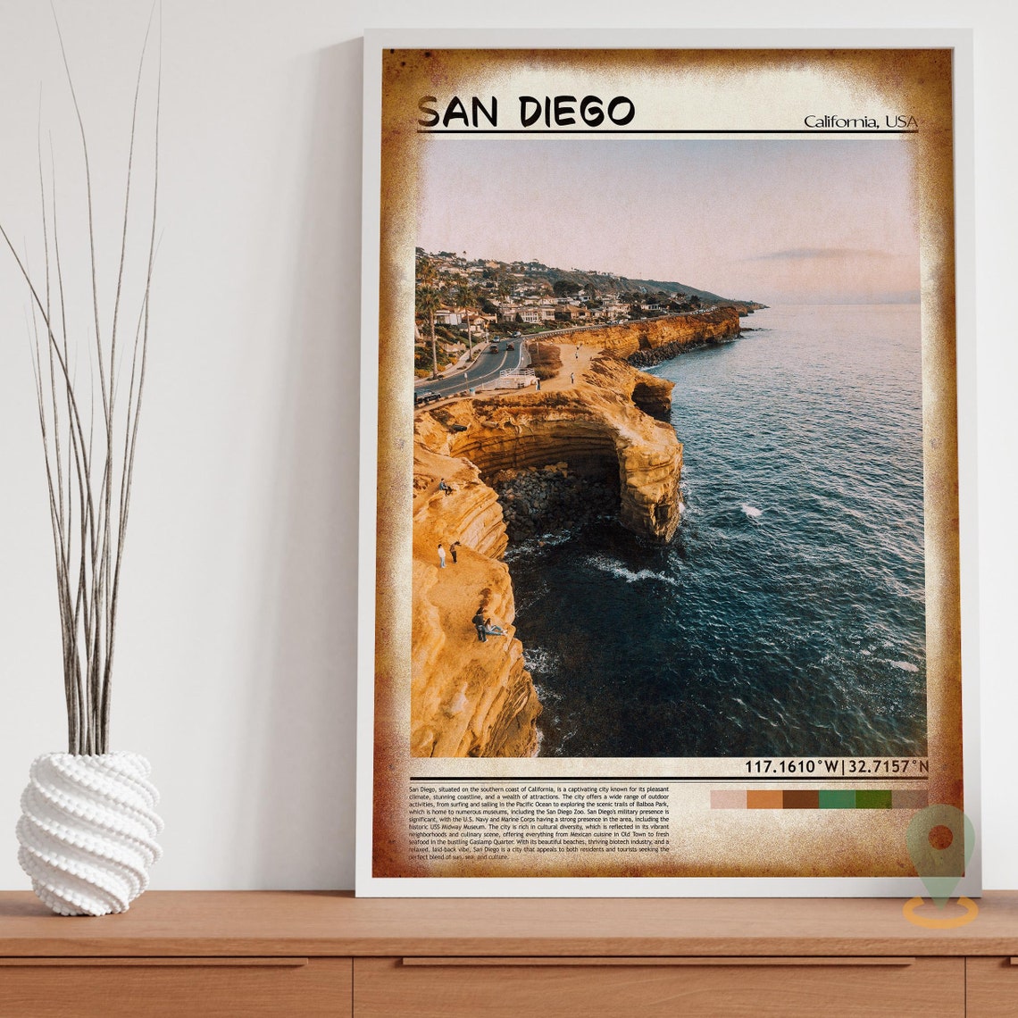San Diego California Sunset Cliffs Ocean Coastline View Poster - Image 3