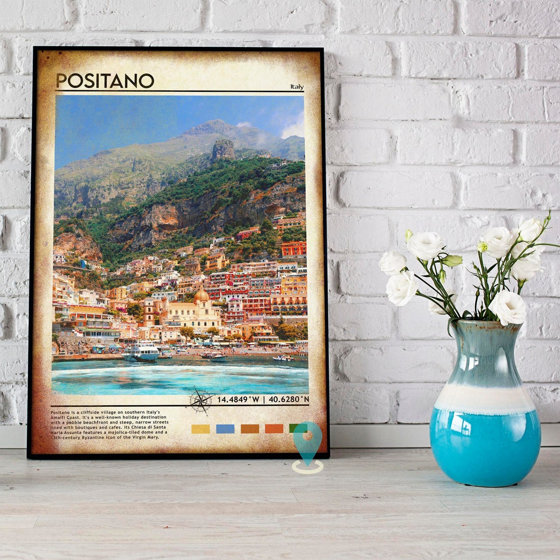 Positano Italy Amalfi Coast Cliffside Village Seaside Poster - Image 5