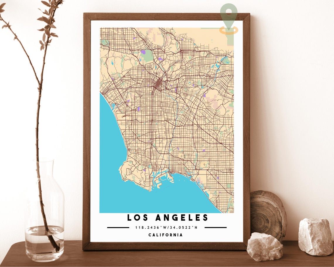 Los Angeles Map Los Angeles Map Print Los Angeles Wall Art Los Angeles Travel Poster Los Angeles Poster Los Angeles California - Image 3