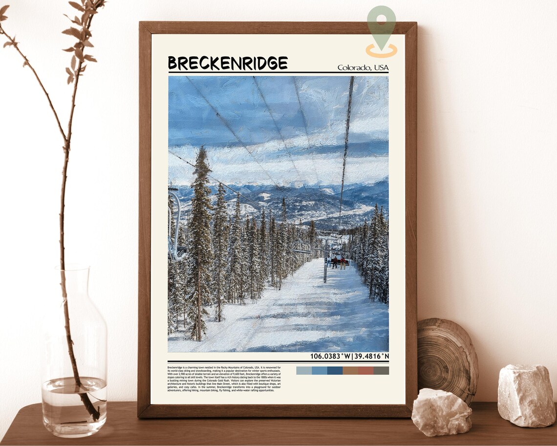Breckenridge Colorado Ski Lift Snowy Slope View Winter Poster