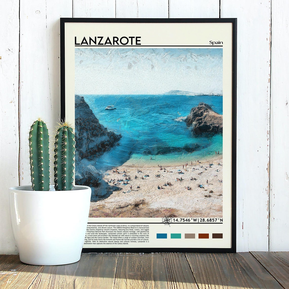 Lanzarote Spain Canary Islands Turquoise Beach Cove Travel Poster - Image 3