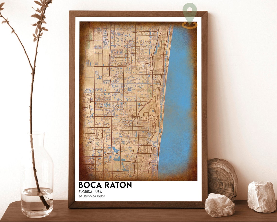 Boca Raton Florida City Map Poster Navy Mint Coastal Modern Art - Image 6