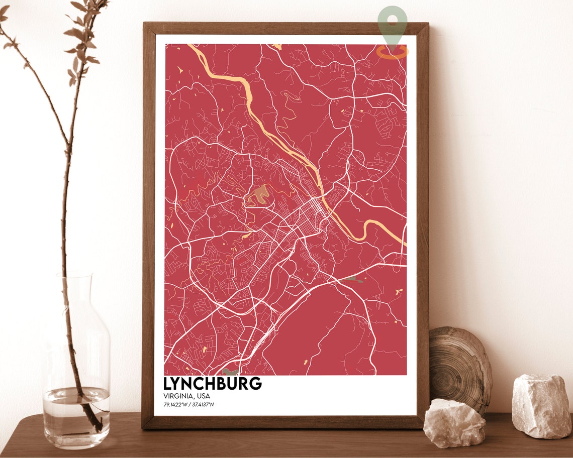Lynchburg Map Lynchburg Map Print Lynchburg City Map Lynchburg Wall Art Lynchburg Travel Poster Lynchburg Poster Lynchburg Virginia - Image 4