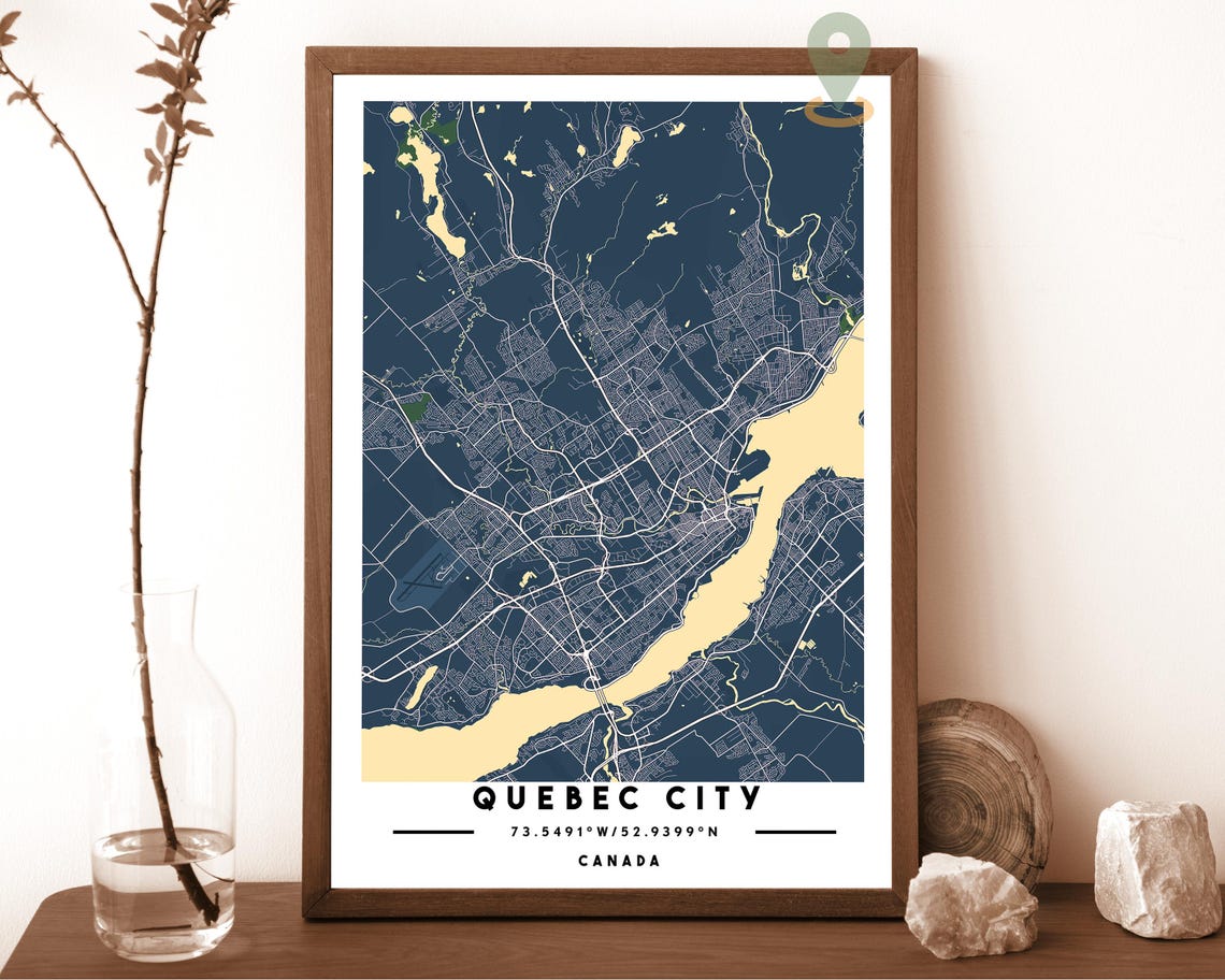 Quebec City Canada Blush Rose Street Map Modern Minimalist Wall Art - Image 2