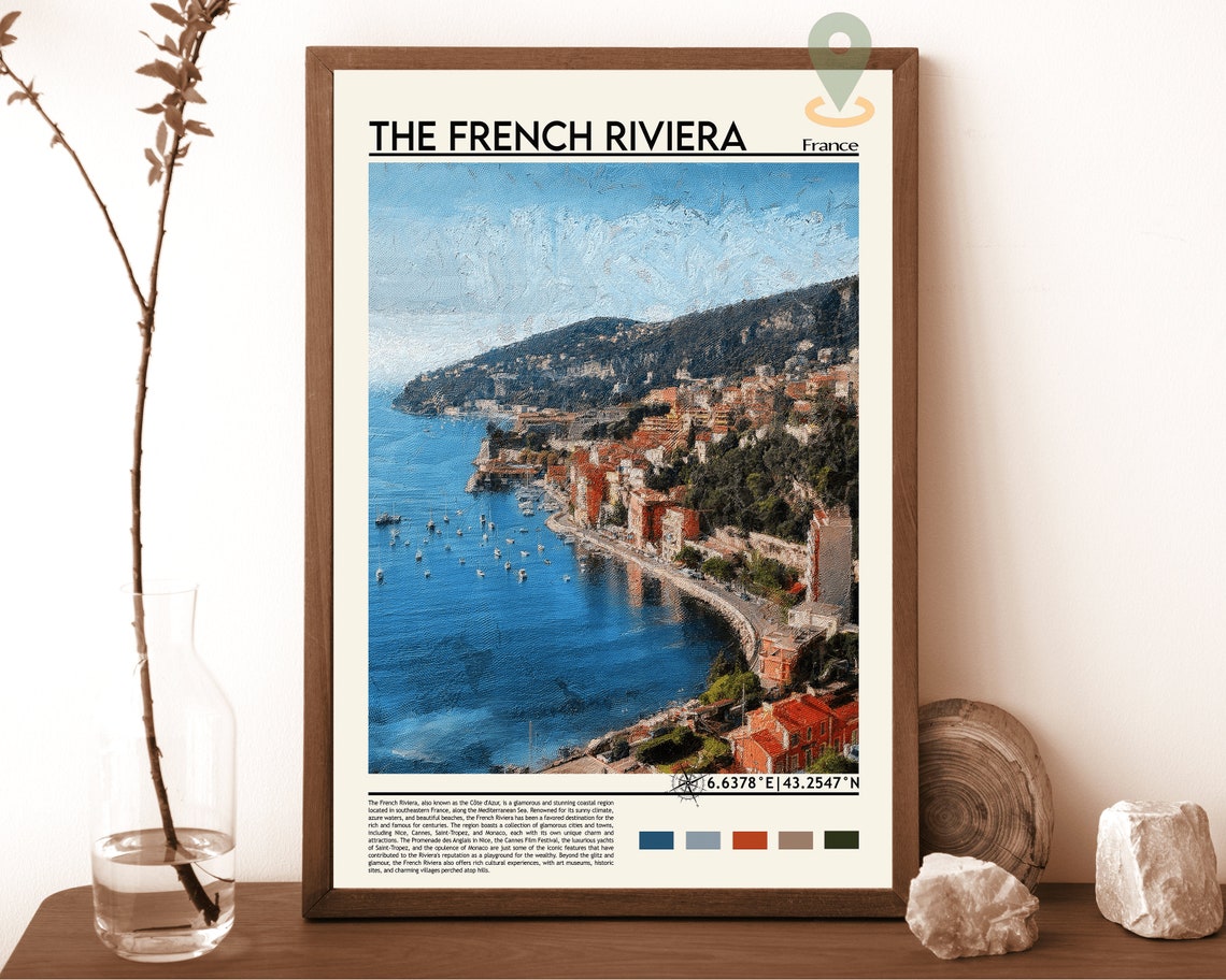 Cte Dazur Poster French Riviera Travel Print France Travel Art Villefranche Sur Mer Print French Riviera Print Cote Dazur Art Print
