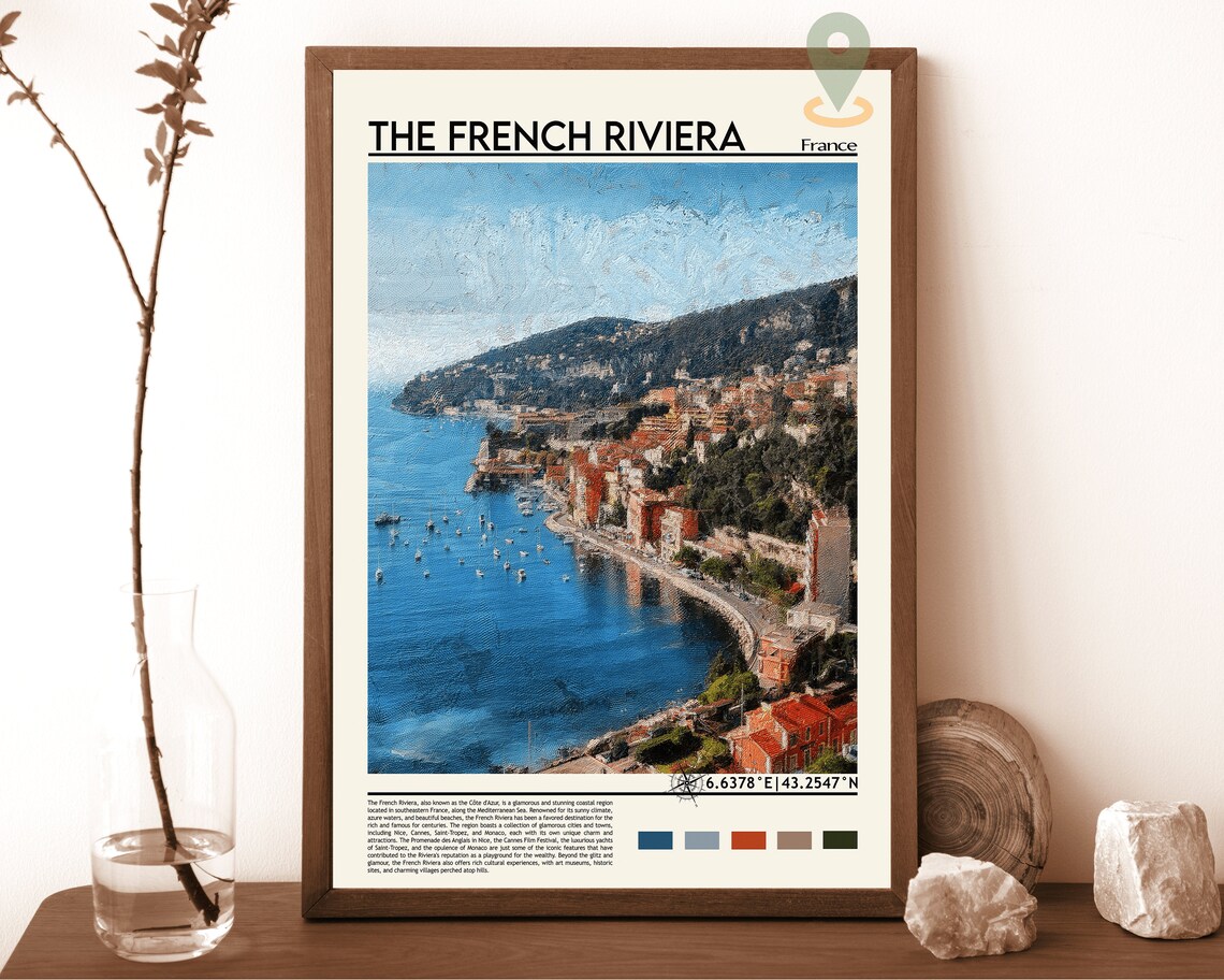 The French Riviera France Azure Coast Harbor Town Scene Poster