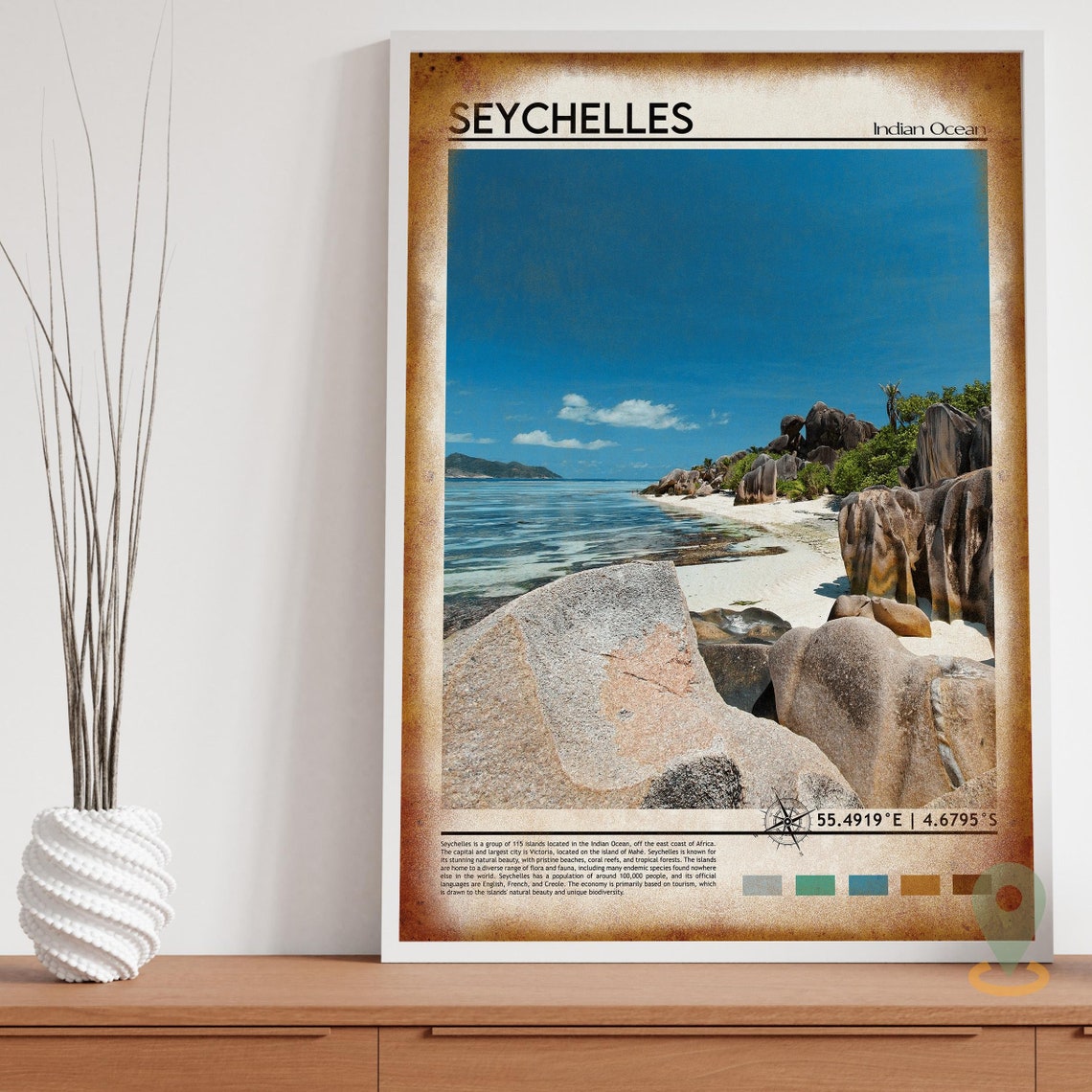 Seychelles Indian Ocean Granite Boulder Tropical Beach Poster - Image 3