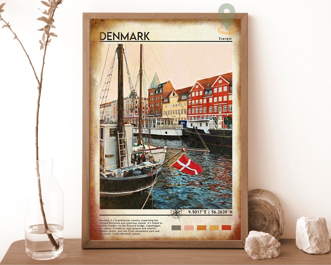 Denmark Nyhavn Copenhagen Colorful Harbor Boats Travel Poster - Image 6