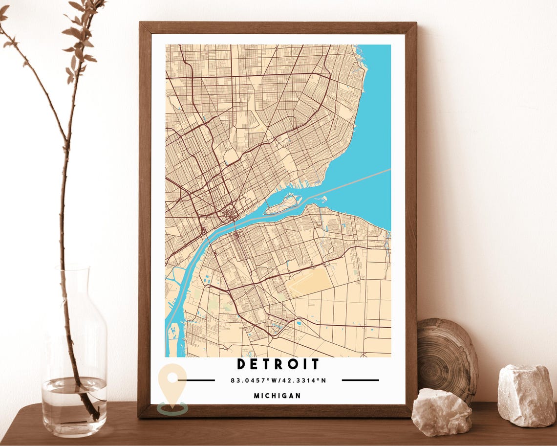 Detroit Map Detroit Map Print Detroit Wall Art Detroit Travel Poster Detroit Poster Detroit Photo Detroit City Map Detroit Michigan - Image 3