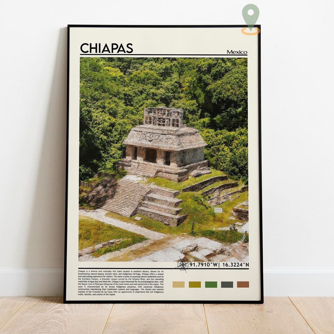 Chiapas Mexico Mayan Temple Jungle Photo Ancient Travel Wall Art - Image 5