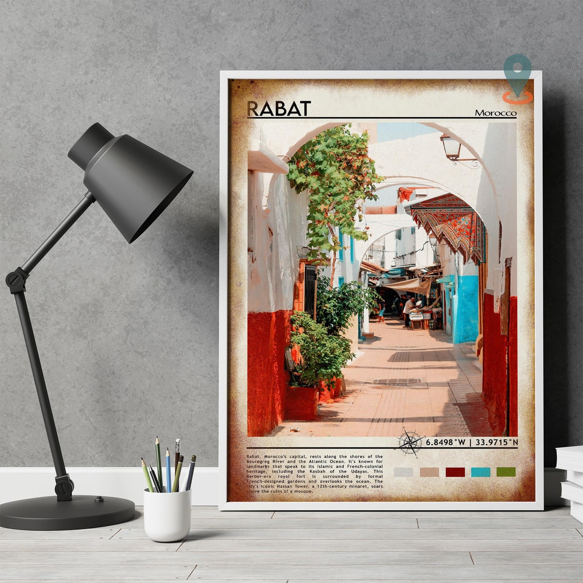 Rabat Morocco Kasbah Arch Sunlit Old Medina Street Scene Poster - Image 4