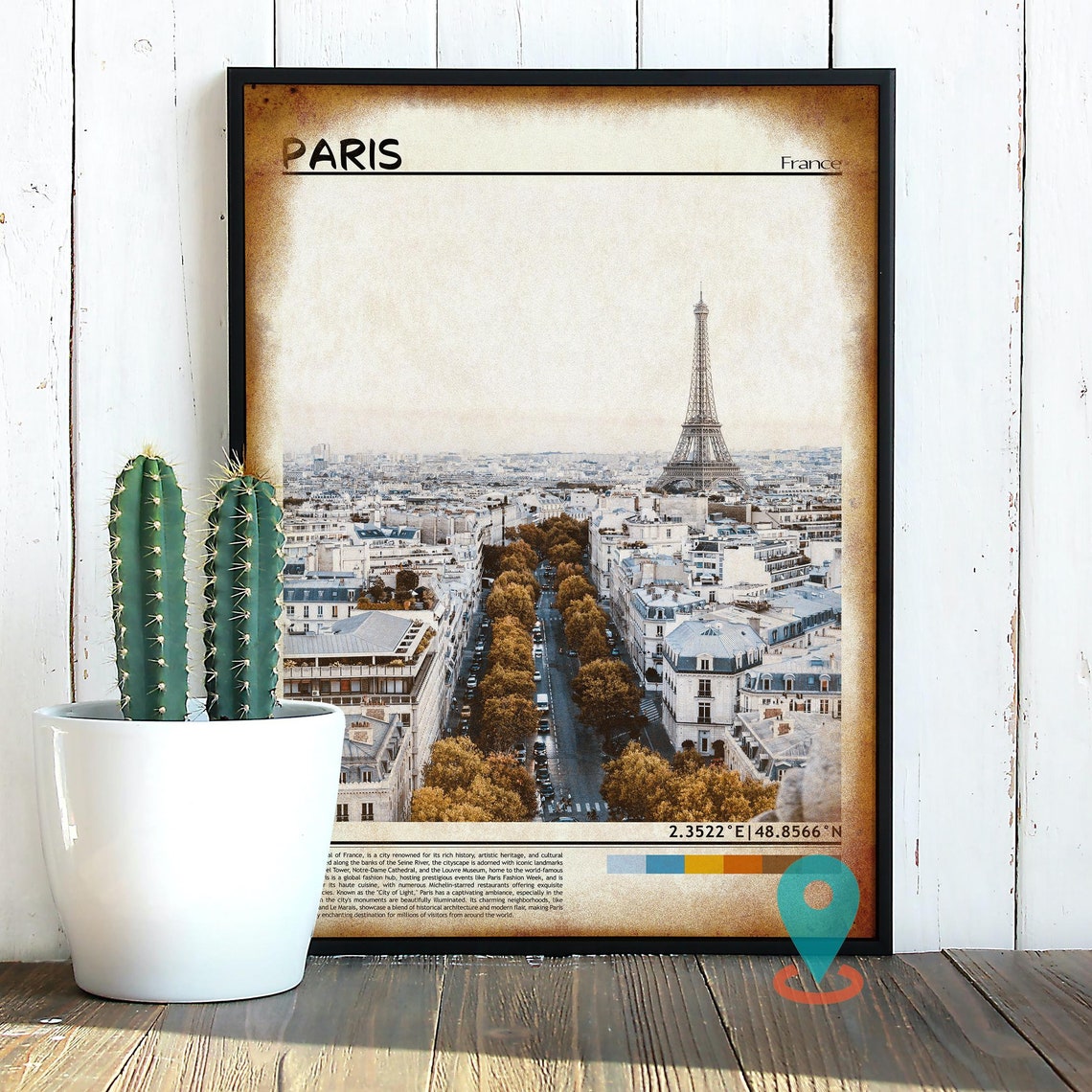 Paris France Eiffel Tower Autumn Avenue Aerial City View Poster - Image 2