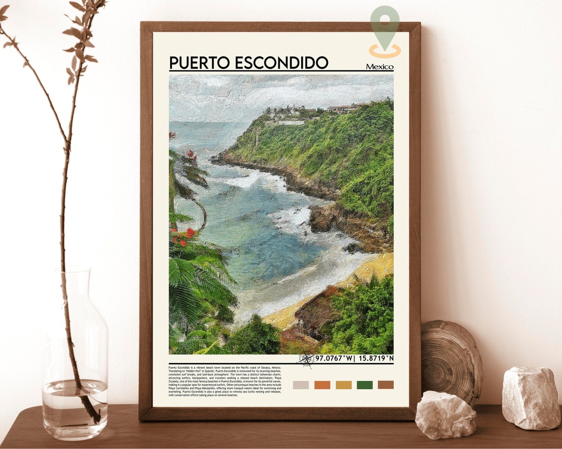Puerto Escondido Mexico Hidden Cove Beach Pacific Surf Poster