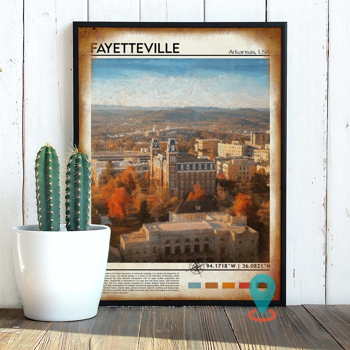 Fayetteville Arkansas University Campus Autumn Ozarks Travel Poster - Image 2