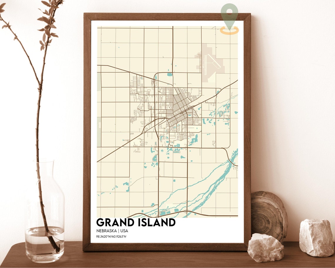 Grand Island Nebraska Crimson Red City Map Home Decor Poster - Image 5