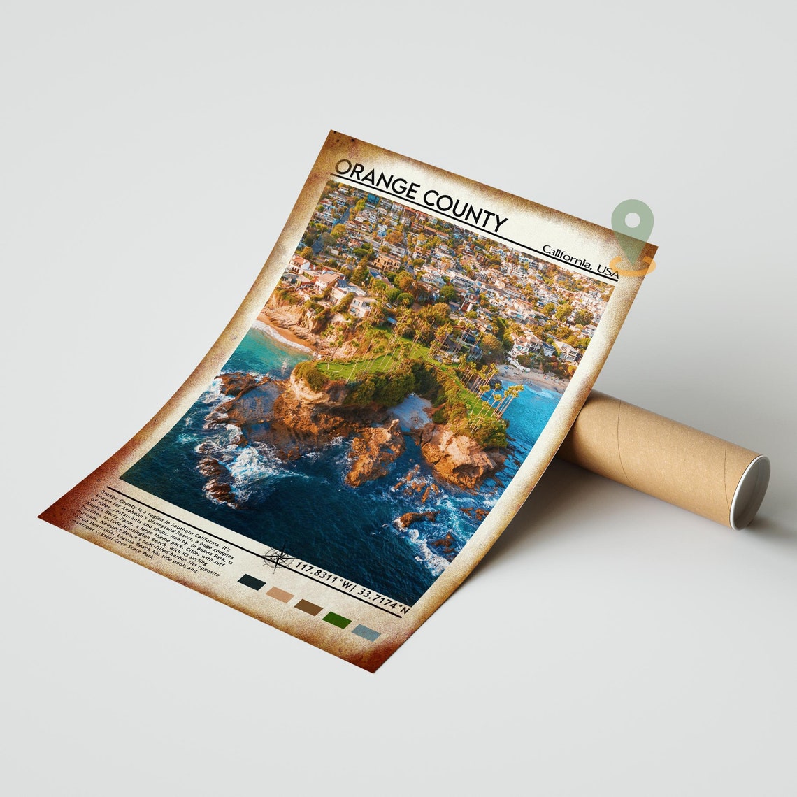 Orange County California Aerial Beach Town Coastline Beach Poster - Image 4