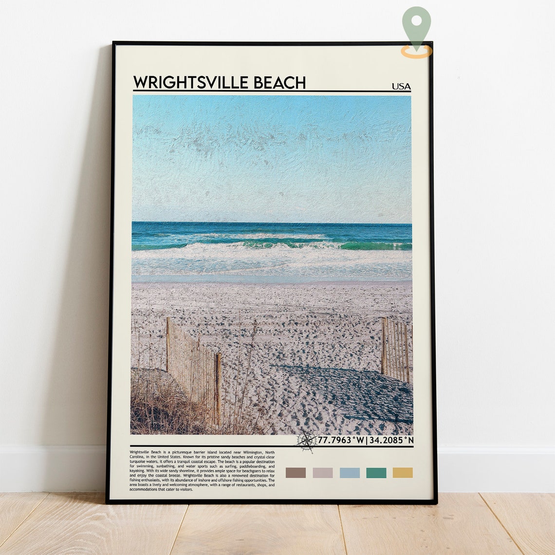 Wrightsville Beach USA Ocean Waves Sandy Shoreline Beach Travel Poster - Image 5
