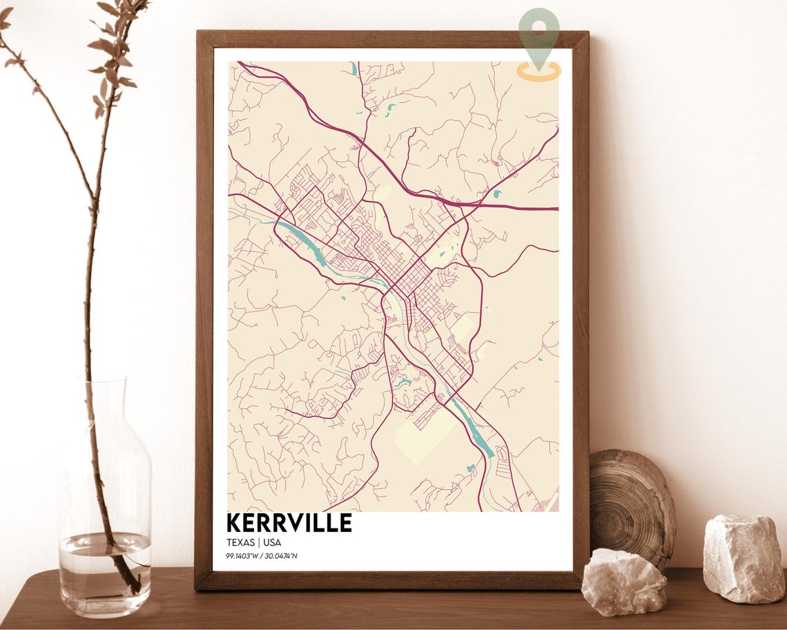 Kerrville Map Kerrville Map Print Kerrville Wall Art Kerrville Poster Kerrville Photo Kerrville City Map Kerrville Texas - Image 2