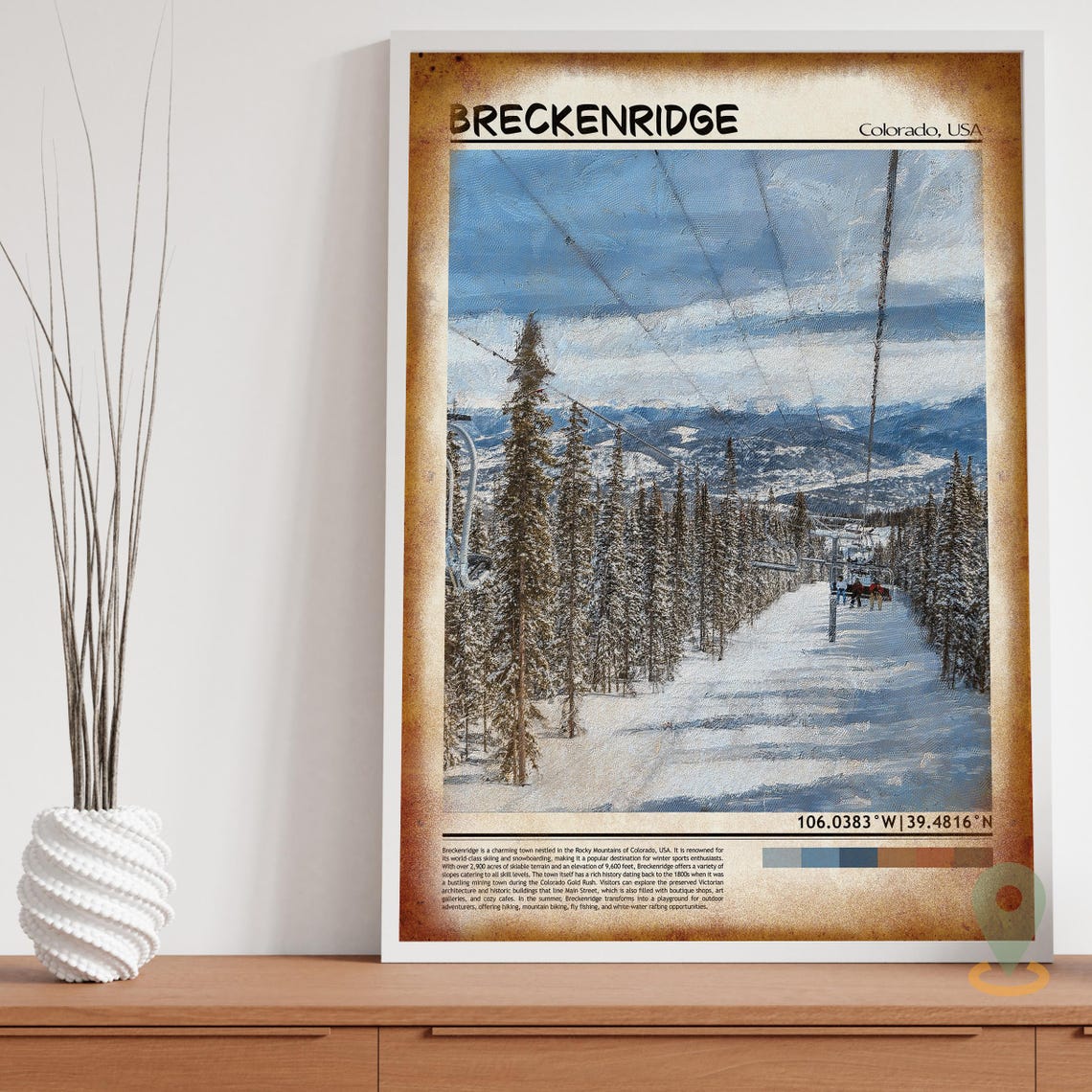 Breckenridge Colorado Ski Lift Snowy Slope View Winter Poster - Image 3