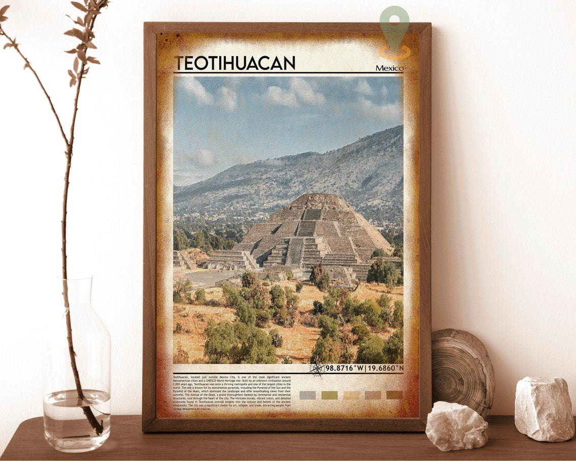 Teotihuacan Mexico Ancient Pyramid Ruins Desert History Travel Poster - Image 6
