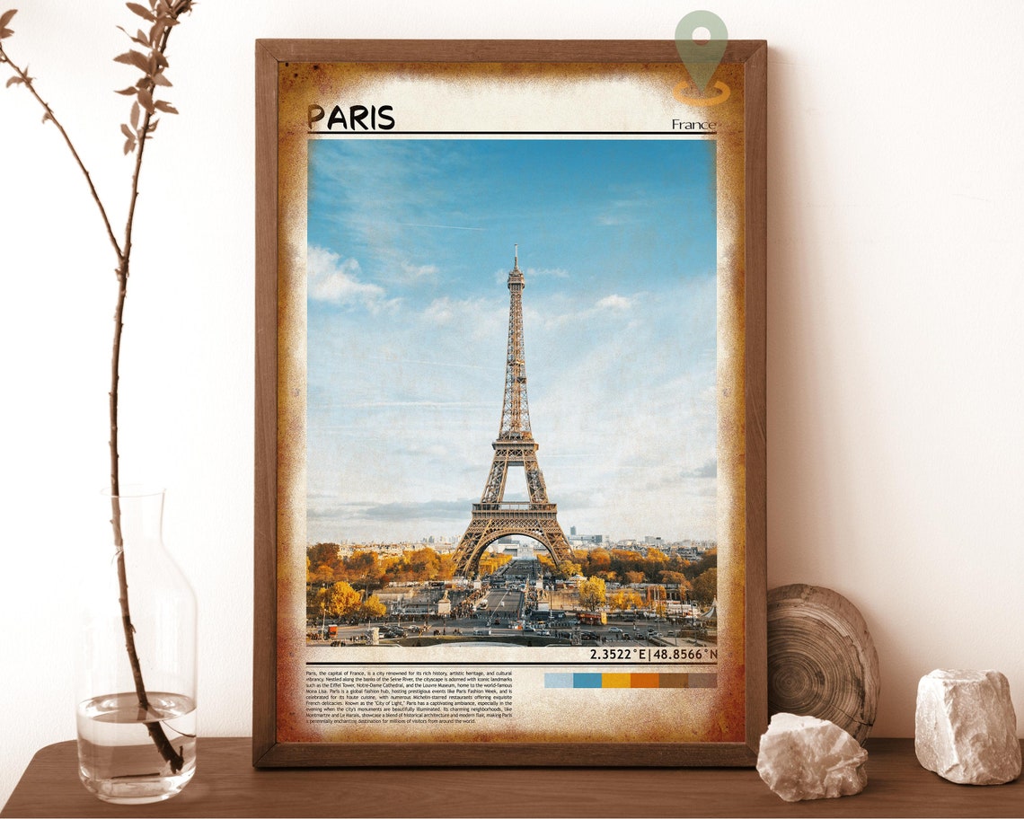 Paris France Warm Eiffel Tower Autumn Daytime Cityscape Poster - Image 6
