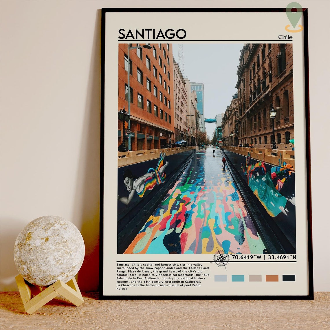Santiago Print Vintage Poster Santiago Art Santiago Poster Santiago Photo Santiago Poster Print Santiago City Chile - Image 3