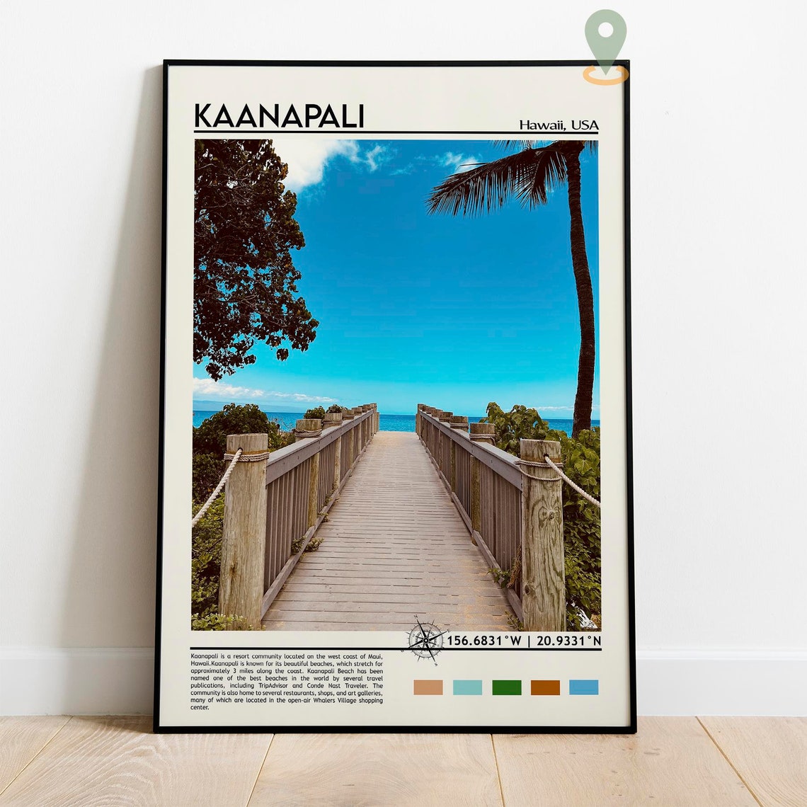 Kaanapali Maui Hawaii Beach Boardwalk Tropical Escape Poster - Image 2