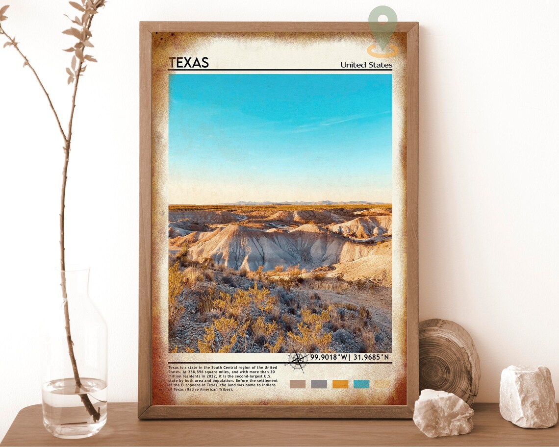 Texas USA Vast Desert Canyon Sunset Landscape Photo Art Poster - Image 6