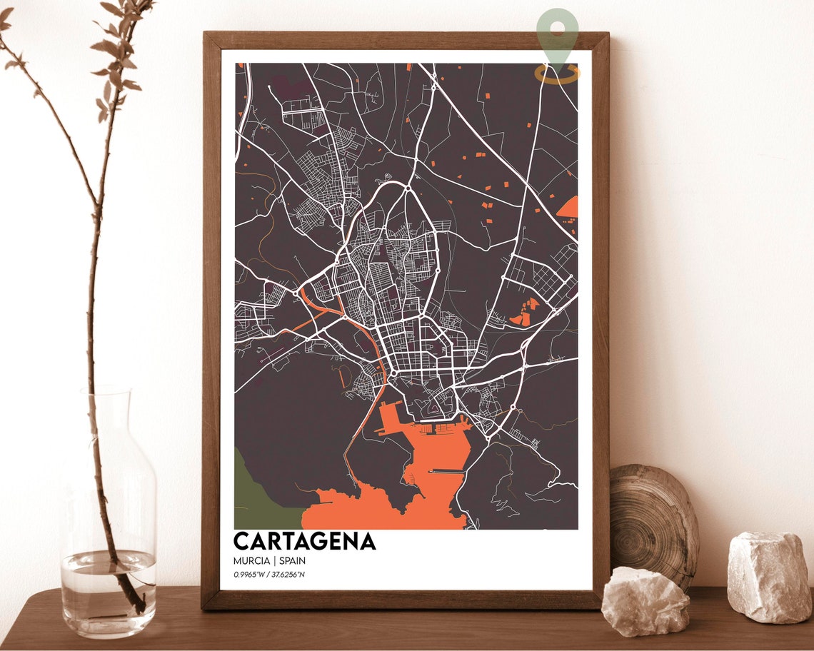 Cartagena Map Cartagena Map Print Cartagena Personalized Map Cartagena Wall Art Cartagena Travel Poster Cartagena Murcia Spain
