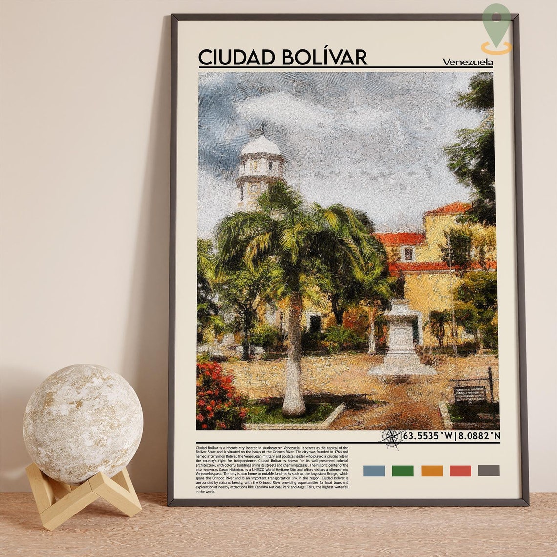 Ciudad Bolivar Venezuela Colonial Cathedral Travel Art Poster - Image 3