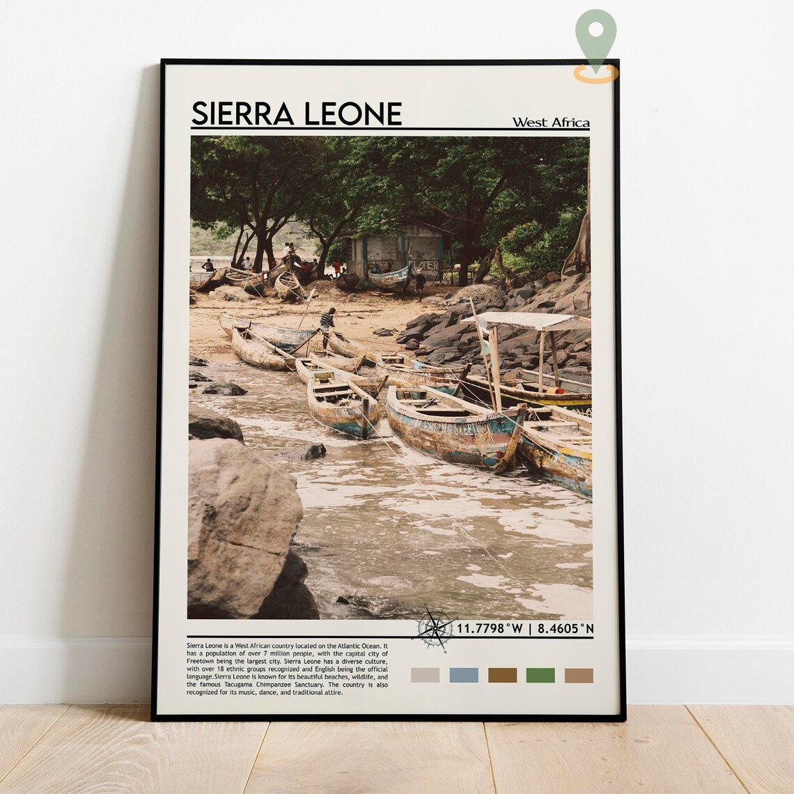 Sierra Leone West Africa Coastal Fishing Boats Travel Poster - Image 5