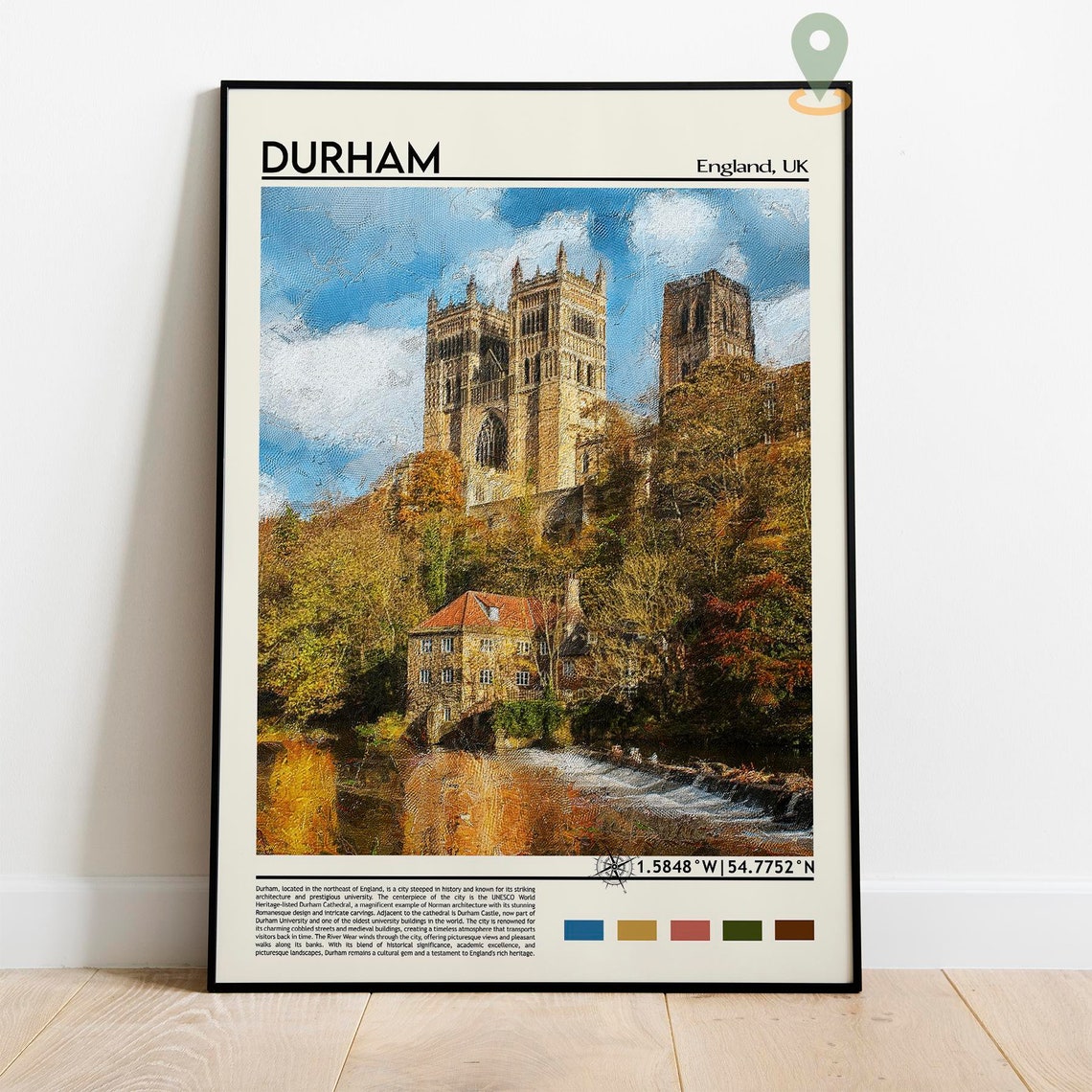 Durham England Cathedral Norman Towers River Weir Historic Poster - Image 5
