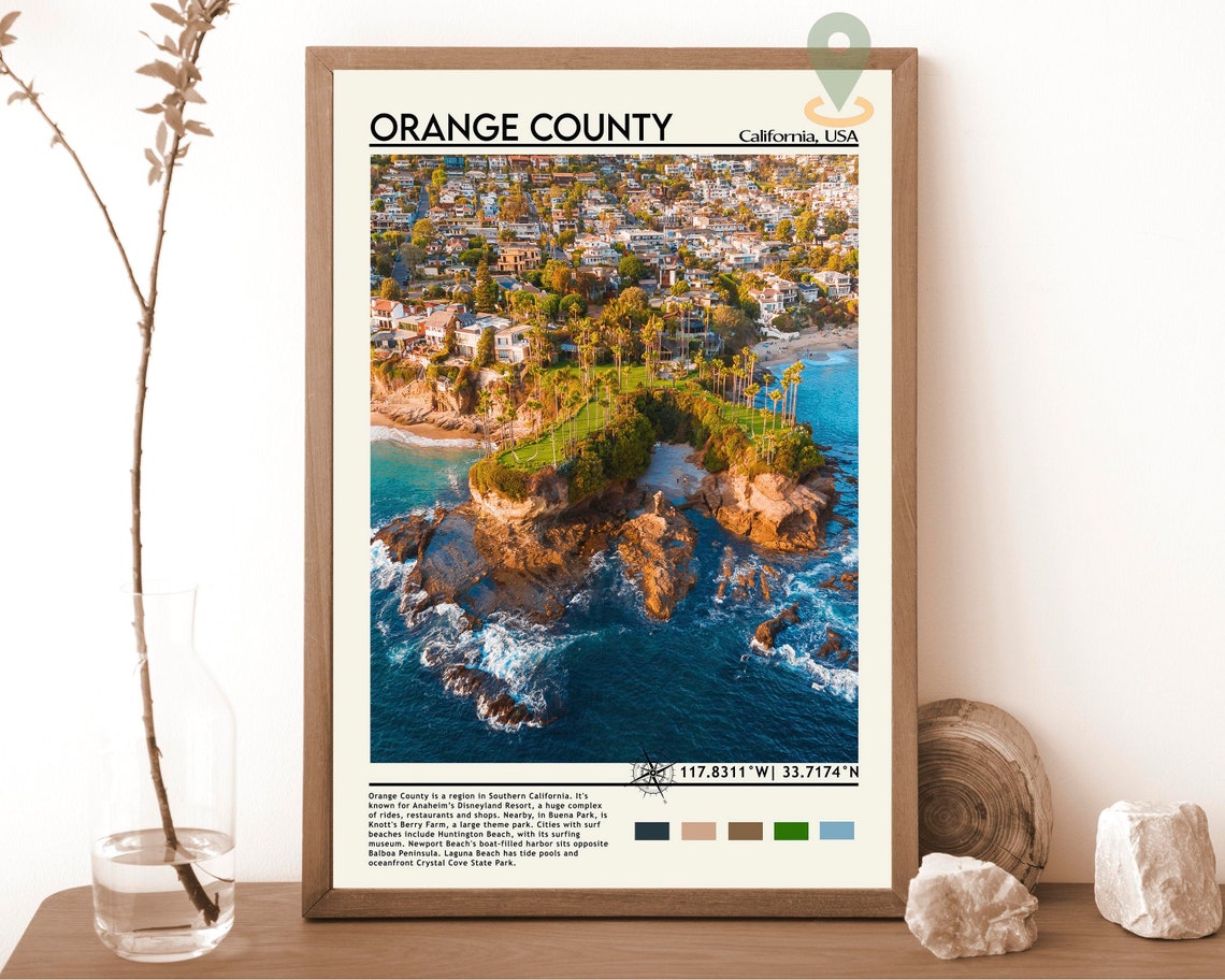 Orange County California Aerial Beach Town Coastline Beach Poster