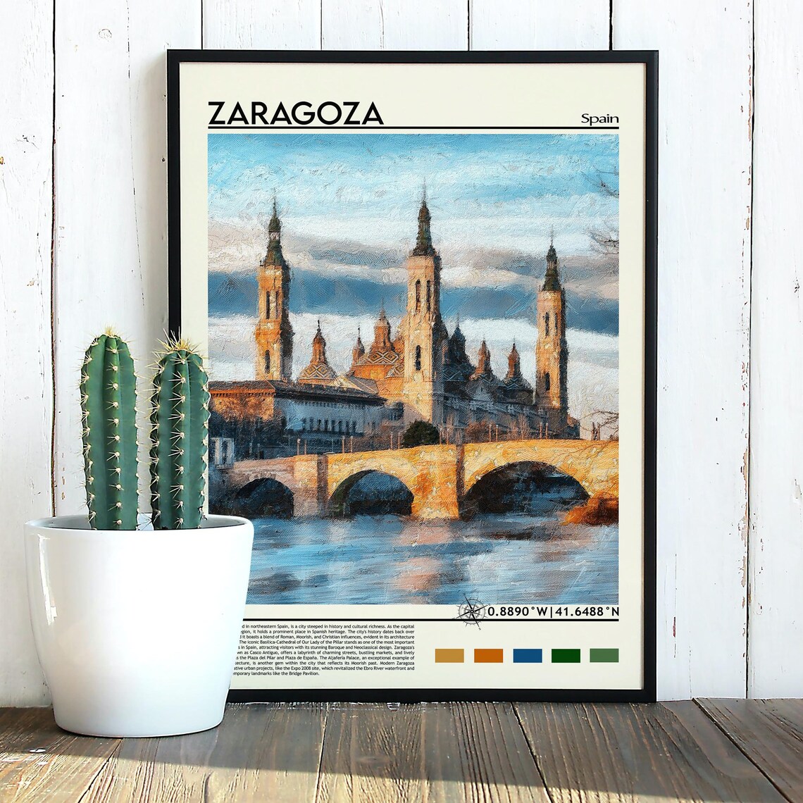 Zaragoza Print Zaragoza Poster Zaragoza Wall Art Zaragoza Travel Print Zaragoza Art Print Zaragoza Artwork Zaragoza Photo Spain Print - Image 3