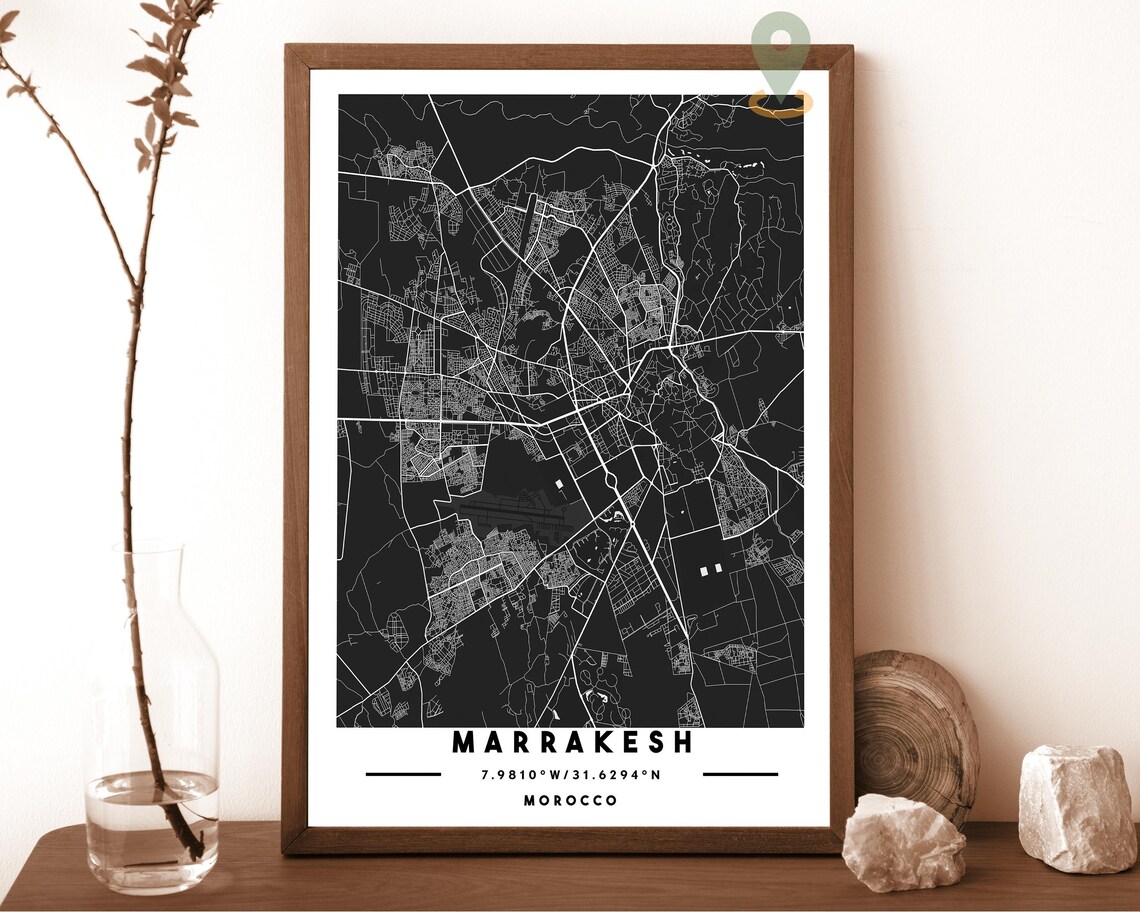 Marrakesh Morocco City Street Map Modern Navy Art Print for Moroccan Style Decor - Image 6