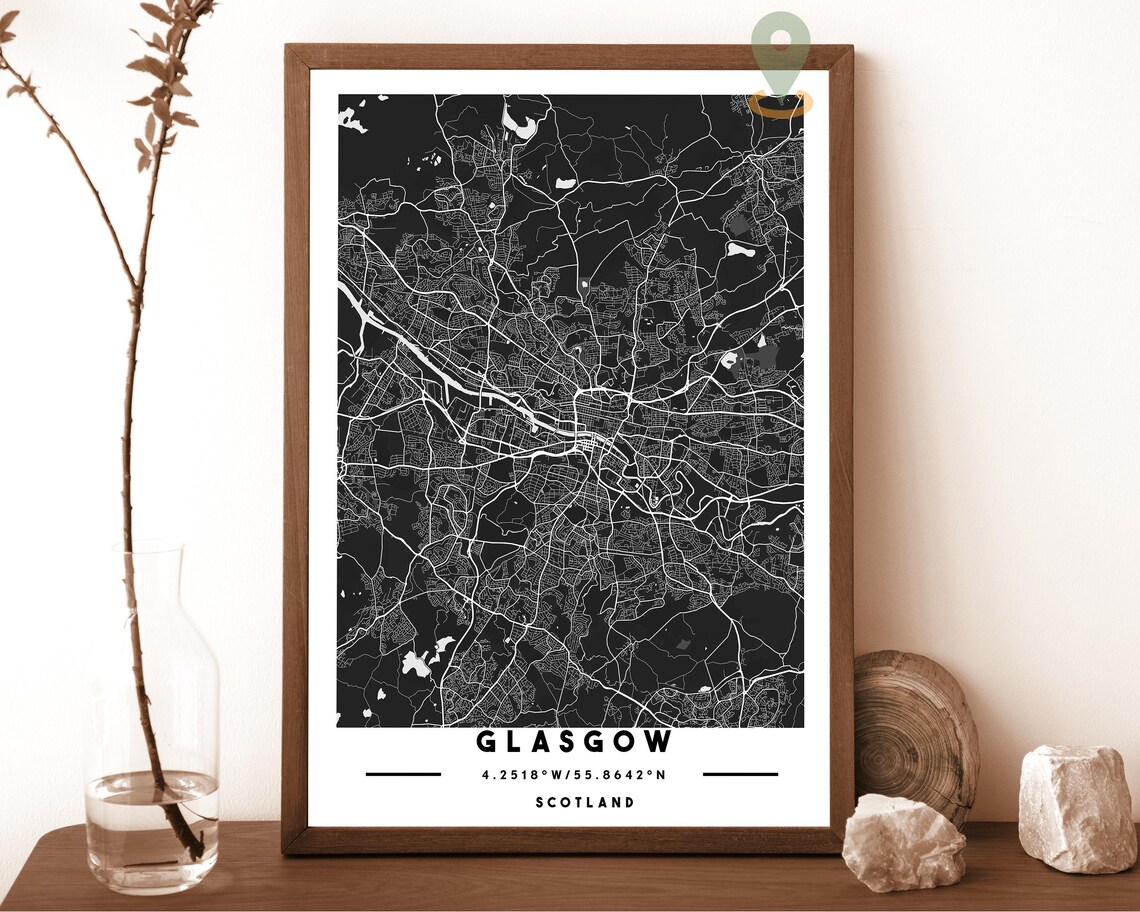 Glasgow Scotland Minimal Cream Street Map City Art Travel Poster - Image 5