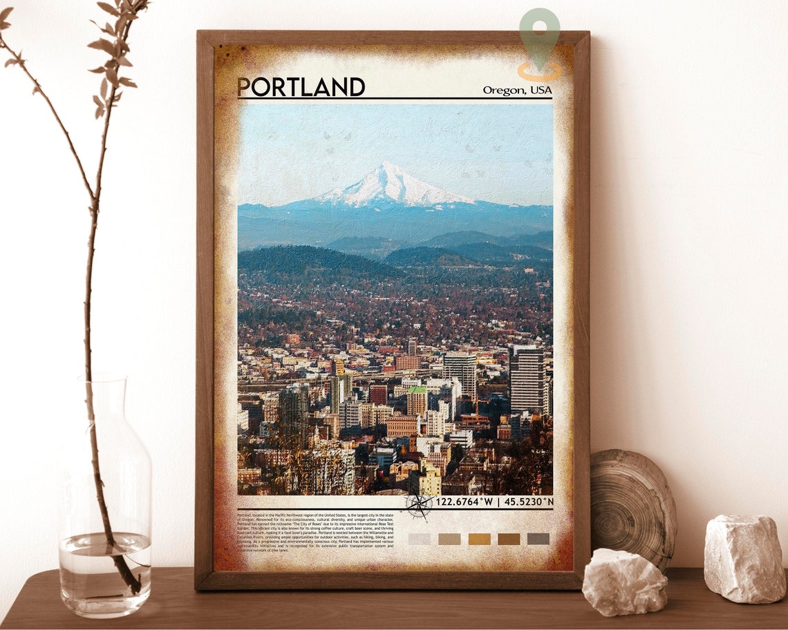 Portland Print Portland Art Portland Poster Portland Photo Portland Poster Print Portland Painting Oregon Travel Poster Portland W - Image 6