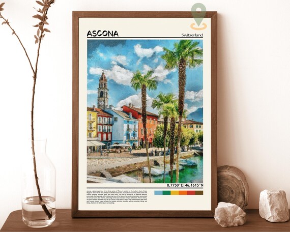 Ascona Switzerland Lake Maggiore Colorful Waterfront Photo Poster