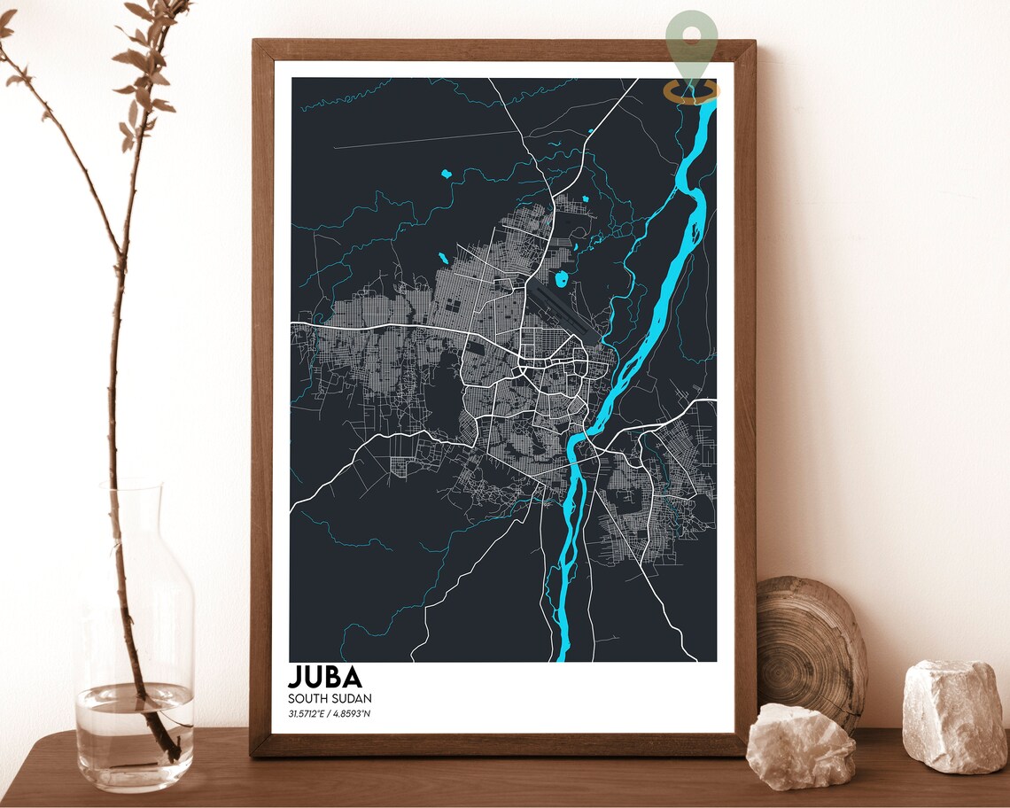 Juba Map Juba Map Print Juba Personalized Map Juba Wall Art Juba Travel Poster Juba Poster Juba Photo Juba South Sudan Juba City